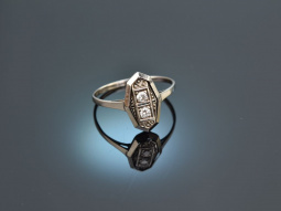 Hamburg um 1930! Sch&ouml;ner Art Deco Diamant Ring Wei&szlig; Gold 590