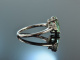 Exquisites Gr&uuml;n! Eleganter Turmalin Brillant Ring Wei&szlig; Gold 750