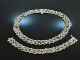Gustav Hauber around 1960! Vintage braided design necklace and bracelet turquoise silver 835