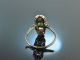 Frankfurt um 1915! Feiner Art Deco Smaragd Diamant Ring Wei&szlig; Gold 750 Platin
