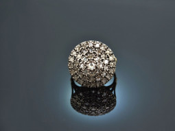 Rome in 1970! Chic big 1,4 ct diamond rose ring gold 750 SIlber