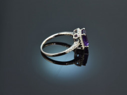 Finest Violet! Eleganter Amethyst Brillant Ring Wei&szlig; Gold 750