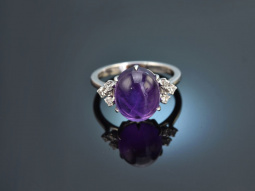 Dressy Violet! Chic big amethyst diamond ring white gold 750