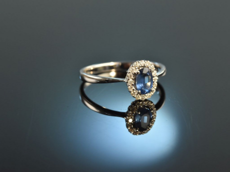 My Love! Klassischer Saphir Verlobungs Ring Weiss Gold 750 Brillanten
