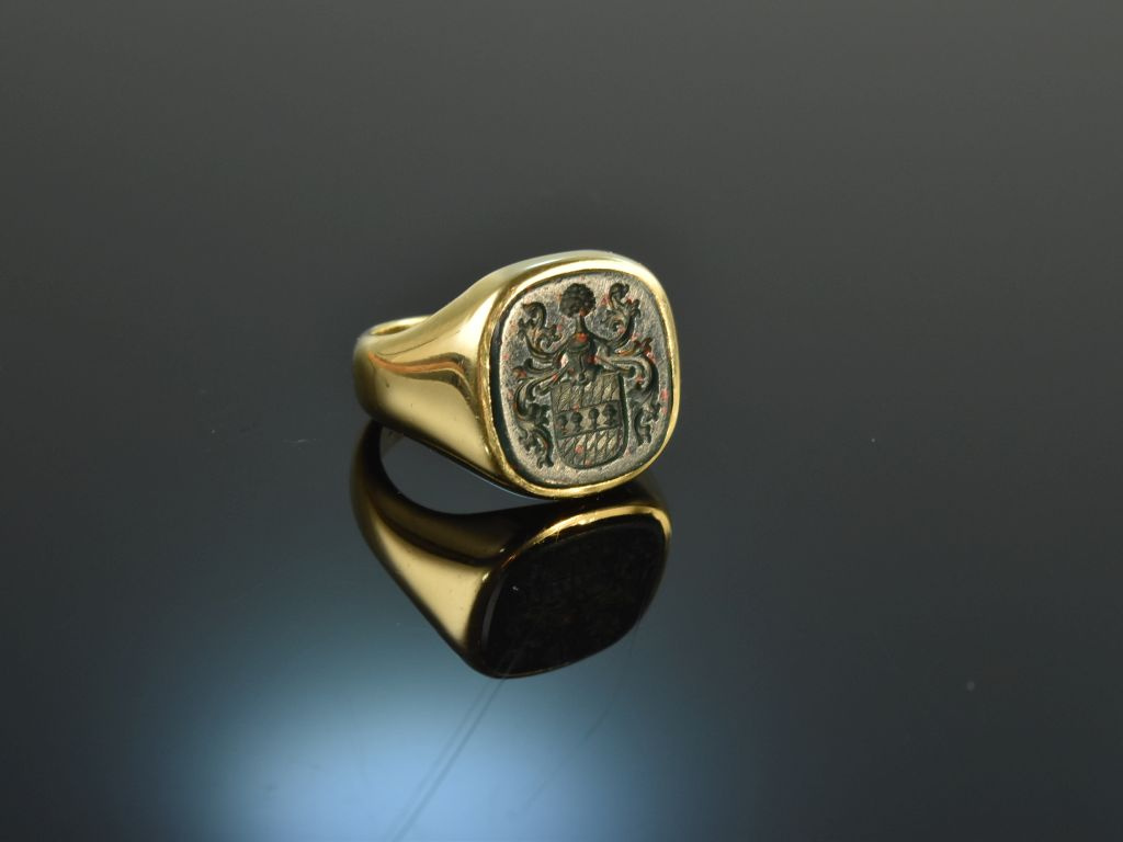 Um 1965! Klassischer Wappen Siegel 699,00 Gravur Gold mit Blutjaspis 58, € Ring