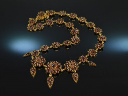 Around 1900! Beautiful Bohemian garnet necklace tombac...