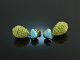 Green Glow! Drop Earrings Turquoise Peridot Silver 925 Gold Plated