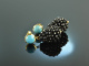 Blackberry Turquoise! Drop Earrings Turquoise Black Spinel Silver 925 Gold Plated