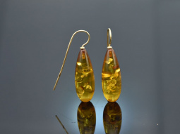 From our workshop! Beautiful drop earrings amber gold 585