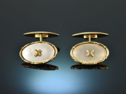 Around 1930! Classic cufflinks mother of pearl gold 585