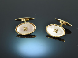 Around 1930! Classic cufflinks mother of pearl gold 585