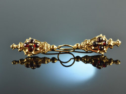 Around 1850! Wonderful Biedermeier earrings garnet gold...