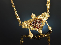 Around 1850! Beautiful Biedermeier necklace garnet seed...