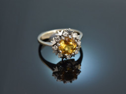 Um 1970! Schicker Vintage Ring Goldberyll Diamanten...