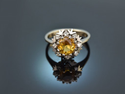 Um 1970! Schicker Vintage Ring Goldberyll Diamanten...