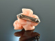 Around 1990! Noble angel skin coral brooch with diamonds gold 750