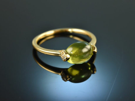 Spring Green! Sch&ouml;ner Peridot Ring Diamanten Gold 750