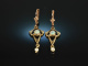 Around 1900! Beautiful Art Nouveau Earrings Opal Seed Pearls Red Gold 333