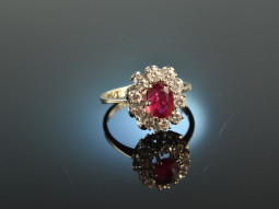 Around 1970! Exquisite Ruby Brilliant Ring 0.6 ct White Gold 585