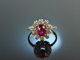 Around 1970! Exquisite Ruby Brilliant Ring 0.6 ct White Gold 585