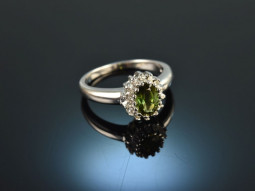 Fine Green! Sch&ouml;ner Turmalin Brillant Ring...