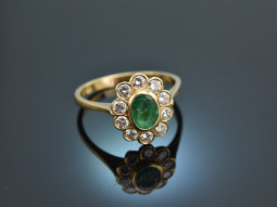 Vienna around 1995! Classic Emerald Brilliant Ring 0,5 ct Gold 585