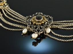 Austria around 1950! Beautiful traditional dirndl necklace garnet pearls silver 800