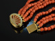 Italy around 1950! Big beautiful coral necklace 4 rows gold 585