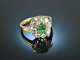 Wien um 1950! Feinster Smaragd Brillant Ring ca. 0,8 ct Wei&szlig; Gold 585
