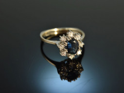 Um 1970! Klassischer Saphir Brillant Ring 0,32 ct...