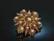 Around 1880! Beautiful Historism brooch with natural pearls red gold 585