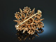 Around 1880! Beautiful Historism brooch with natural pearls red gold 585