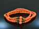 Italy around 1880! Sardegna coral bracelet 3 rows with decorative clasp