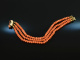 Italy around 1880! Sardegna coral bracelet 3 rows with decorative clasp