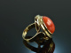 Around 1965! High quality coral ring gold 585