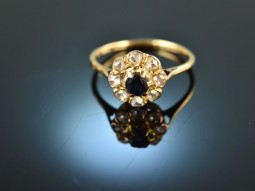 Around 1900! Pretty ring sapphire diamond roses gold 750