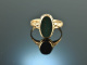 Around 1900! Pretty Ladies Crest Signet Ring Blood Jasper Gold 333