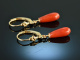 Italy around 1990! Beautiful coral drop earrings gold 585