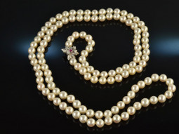 Around 1980! Noble long Akoya cultured pearls necklace...