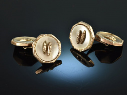 Around 1910! Historical cufflinks mother of pearl rose gold 333