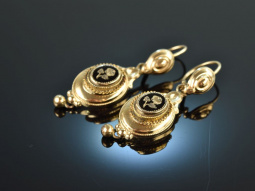 Around 1870! Pretty Biedermeier earrings with enamel...