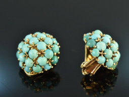 Vienna around 1955! Chic Vintage Ear Clips Turquoise Gold...