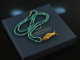 Around 1970! Fancy long turquoise necklace with links fish pendant silver gold plated