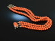 Around 1950! Three row Sardegna coral bracelet silver 800