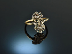 Around 1910! Pretty historical diamond ring 0.2 ct gold 585