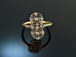 Around 1910! Pretty historical diamond ring 0.2 ct gold 585