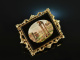 Italy around 1850! Fine micromosaic brooch with Forum Romanum gold 585