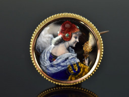 Berlin around 1880! Rare Neo-Renaissance enamel brooch...