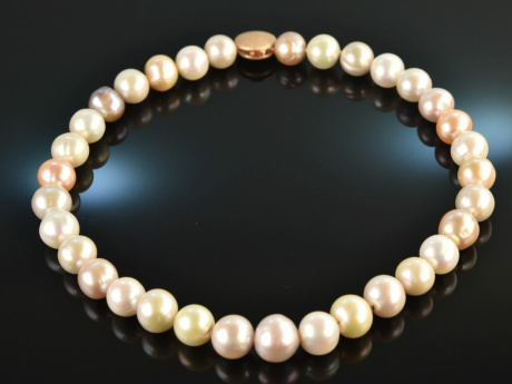 Shades of Rose! Large multicolor freshwater cultured pearls necklace silver rose gold plated