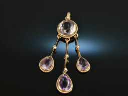 England around 1900! Charming amethyst pendant with seed...